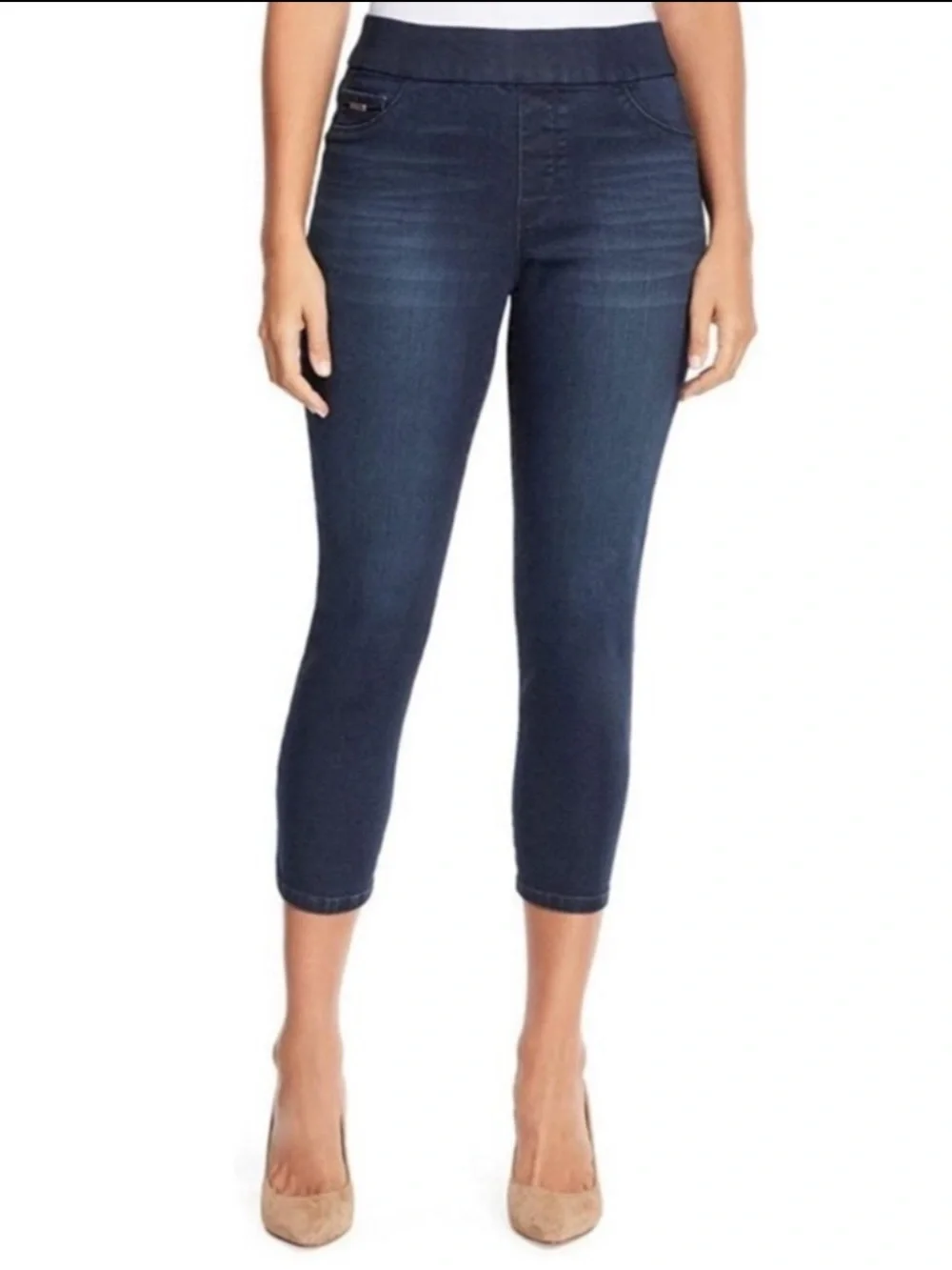 NWT Nine West Heidi Cropped Pull-On Jeans - Dark Blue